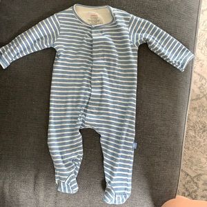 Blue stripe organic cotton magnetic me footie